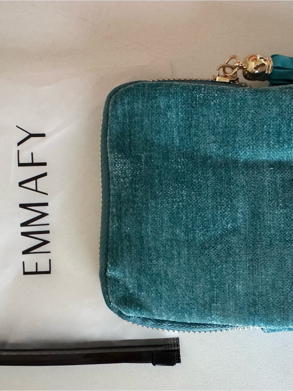 Teal Velvet jewelry travel case